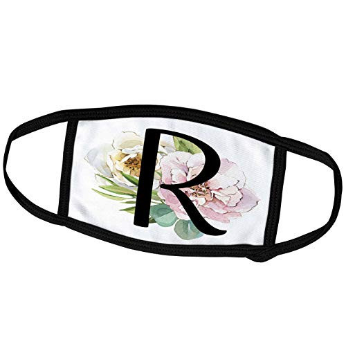3dRose Pretty Pink and White Peony Floral Monogram Initial R - Face Covers -fc-340838-1-