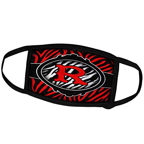 3dRose Dooni Designs Monogram Initial Designs - Wicked Red Zebra Initial Letter R - Face Masks -fm-102905-1-