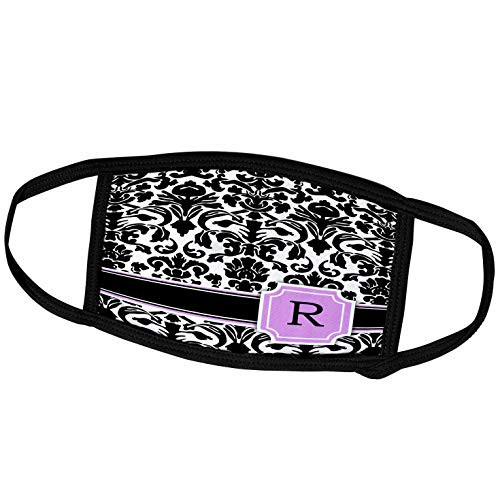 3dRose InspirationzStore Monograms - Personal Initial R Monogrammed Pink Black and White Damask Pattern Girly Stylish Personalized Letter - Face Masks -fm-154393-2-