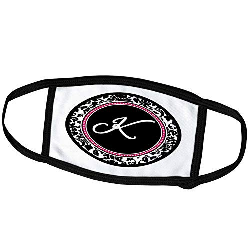 3dRose InspirationzStore Monograms - Letter K Stylish Monogrammed Circle - Girly Personal Initial Personalized Black Damask with hot Pink - Face Masks -fm-154603-3- 3dRose InspirationzStore Monograms - Letter K Stylish Monogrammed Circle - Girly Personal Initial Personalized Black Damask with hot Pink - Face Masks -fm-154603-3-