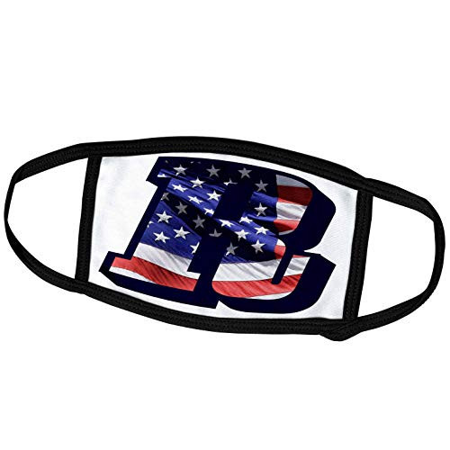3dRose Sandy Mertens Monograms - American Flag R - Face Masks -fm-172699-3-