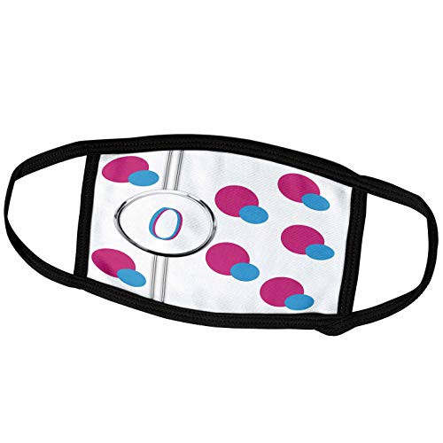 3dRose Charlyn Woodruff - CW Designs Monogram - Circles - Fun Colorful Pink and Blue Circles Pattern Monogram Letter O - Face Masks -fm-215414-2-