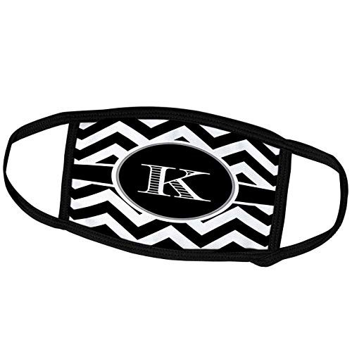 3dRose BrooklynMeme Designs - Black and White Chevron Monogram Initial K - Face Masks -fm-222073-2-
