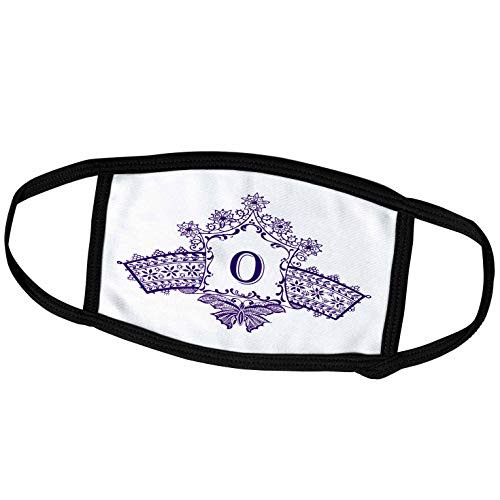 3dRose Russ Billington Monograms- Purple Diadem Initial O - Monogram Initial O in Purple Diadem with Butterfly Detail - Face Masks -fm-238911-3- 3dRose Russ Billington Monograms- Purple Diadem Initial O - Monogram Initial O in Purple Diadem with Butterfly Detail - Face Masks -fm-238911-3-