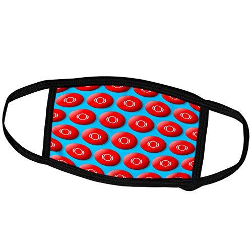 3dRose Russ Billington Monograms- Red Spot Initial O - Monogram Initial O in Red Spots Over Blue Background - Face Masks -fm-240943-2-