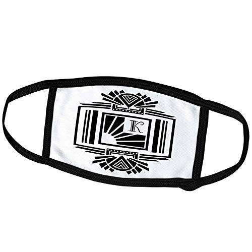 3dRose Russ Billington Monograms- Art Deco Initial K - Monogram Letter K- Black on White Art Deco Initial - Face Masks -fm-241162-2- 3dRose Russ Billington Monograms- Art Deco Initial K - Monogram Letter K- Black on White Art Deco Initial - Face Masks -fm-241162-2-