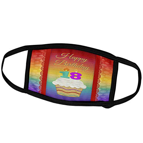 3dRose Beverly Turner Birthday Design - Cupcake with Number Candles18 Years Old Birthday - Face Masks -fm-244917-2-