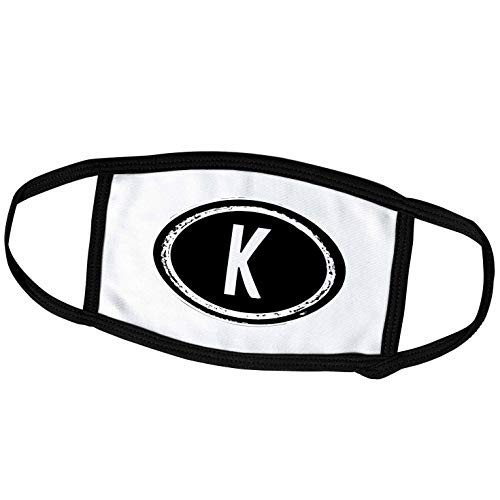 3dRose Xander Monograms - The Letter K Monogram Black Letter K on White Background - Face Masks -fm-244985-2-
