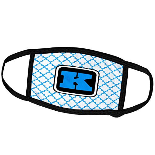 3dRose BrooklynMeme Designs - Blue Pattern Monogram Initial K - Face Masks -fm-252284-3-