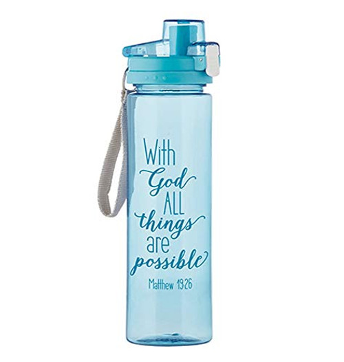 Religious Teal With God All Things Are Possible Water Bottle, 24 Ounce Religious Teal With God All Things Are Possible Water Bottle, 24 Ounce
