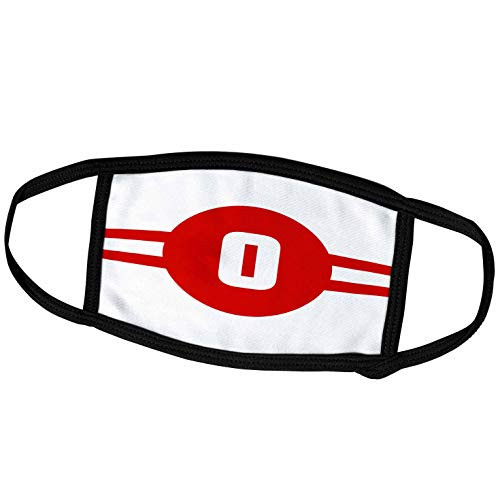 3dRose Russ Billington Monograms- Sports- Initial O - Initial O- Sports Monogram Roundel and Stripes in Red and White - Face Masks -fm-299154-2- 3dRose Russ Billington Monograms- Sports- Initial O - Initial O- Sports Monogram Roundel and Stripes in Red and White - Face Masks -fm-299154-2-