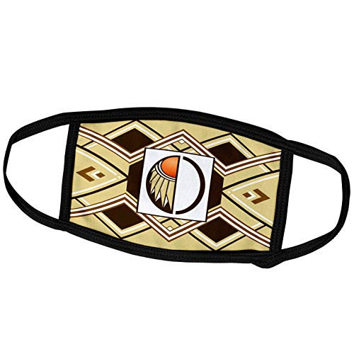 3dRose Russ Billington Monograms- Art Deco- Letter O - Letter O- Art Deco Native American Dreamcatcher Themed Monogram - Face Masks -fm-299639-3-