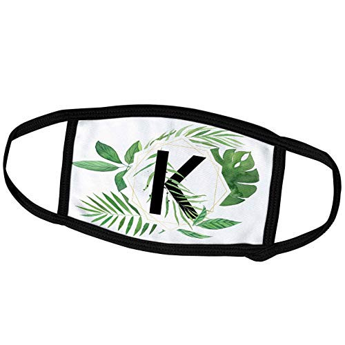 3dRose Anne Marie Baugh - Monograms - Chic Image of Watercolor Tropical Leaves Monogram K - Face Masks -fm-318119-3- 3dRose Anne Marie Baugh - Monograms - Chic Image of Watercolor Tropical Leaves Monogram K - Face Masks -fm-318119-3-