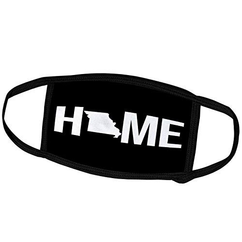 3dRose Stamp City - Typography - Home with Missouri State as The O. Black Background. - Face Masks -fm-324102-2-