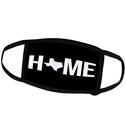 3dRose Stamp City - Typography - Home with Texas State as The O. Black Background. - Face Masks -fm-324282-2-