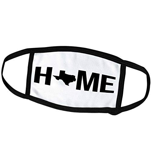 3dRose Stamp City - Typography - Home with Texas State as The O. White Background. - Face Masks -fm-324283-3-
