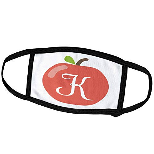3dRose Stamp City - Typography - Monogram Letter K Inside a red Apple on a White Background. - Face Masks -fm-324764-2-