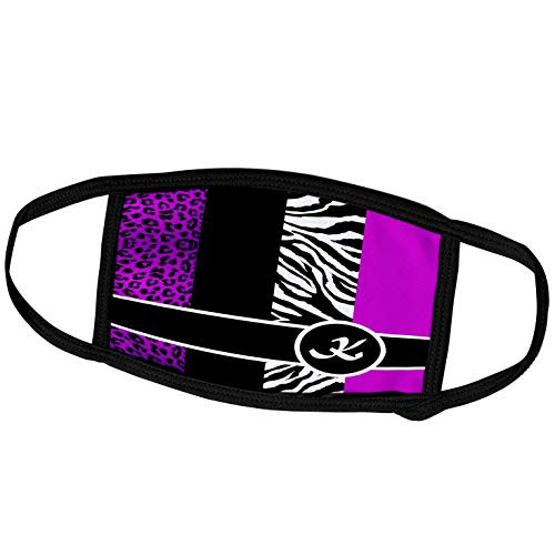 3dRose Janna Salak Designs Monogram Collection - Elegant Animal Print Monogram - Purple K - Face Masks -fm-35594-2-