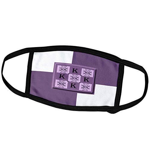 3dRose SmudgeArt Alphabet Designs - Monogram - K - Periwinkle - SmudgeArt Monogram Squares - Face Masks -fm-48910-2-