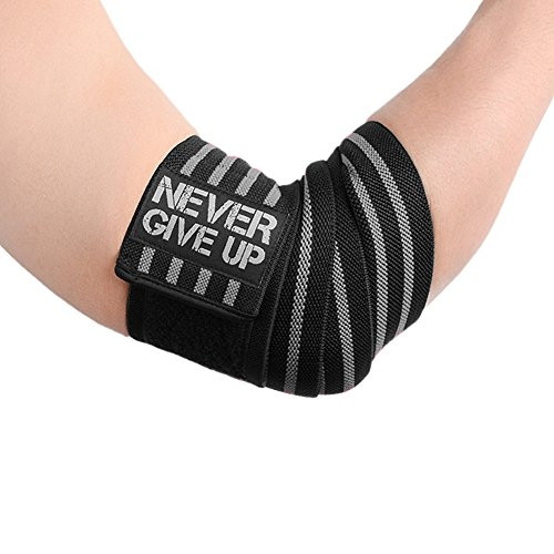 HYFAN Professional Wrist Elbow Knee Wraps Elastic Straps Brace Support Protector for Weightlifting Workout Bodybuilding Gym Fitness (Elbow, Gray)