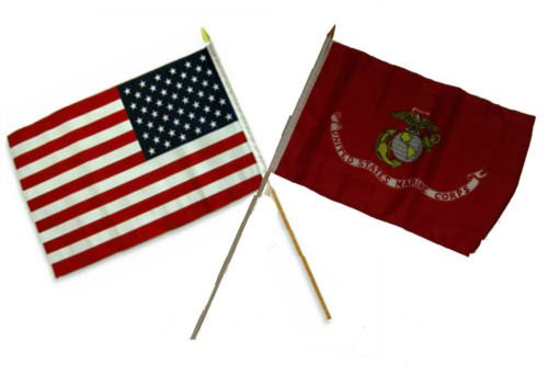 12x18 12''x18'' Wholesale Combo USA American EGA USMC Marine Corps Stick Flag BEST Garden Outdor Decor polyester material FLAG PREMIUM Vivid Color and UV Fade Resistant