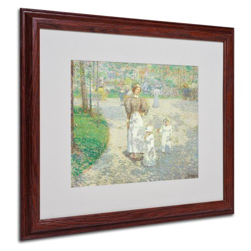 Spring in Central Park by Childe Hassam with Wood Frame Artwork, 16 by 20-Inch