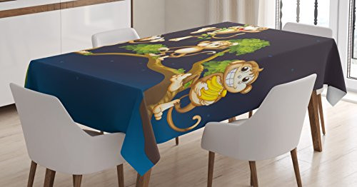 Ambesonne Daffodil Decor Tablecloth, Spring Narcissus Flowers in Grass Against Sunny Clear Sky Summer Floral Image, Rectangular Table Cover for Dining Room Kitchen, 60x90 Inches, Yellow Green Blue