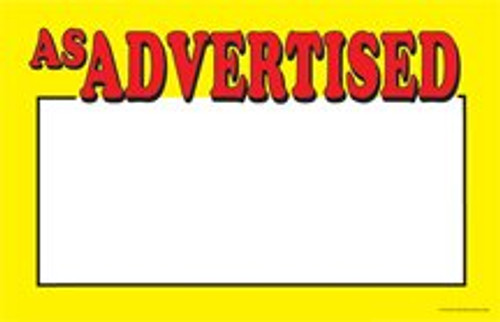 Retail Price Signs Cards "As Advertised" Red and Yellow "Sale" Pack of 100 -5 1-2" x 7"- Retail Price Signs Cards "As Advertised" Red and Yellow "Sale" Pack of 100 -5 1-2" x 7"-