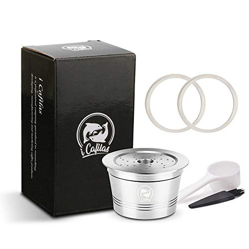 FOONEE Refillable Coffee Filters Stainless Steel Reusable Coffee Capsules Set with Coffee Spoon-Brush-Coffee Tamper-Rubber Rings Suitable for K-fee-Caffitaly-TCHIBO