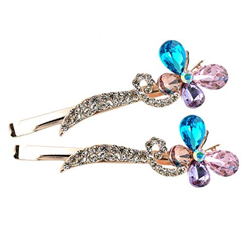 2PCS Crystal Rhinestone Alloy Bobby Pins Hair Clip Side Clip Hairpin Barrettes Hair Accessories for Women Lady -B Colorful- 2PCS Crystal Rhinestone Alloy Bobby Pins Hair Clip Side Clip Hairpin Barrettes Hair Accessories for Women Lady -B Colorful-