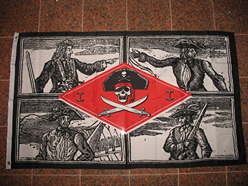 K's Novelties 3x5 Jolly Roger Pirate Captains Flag 3'x5' Cptn Rackham England Davis Vaine
