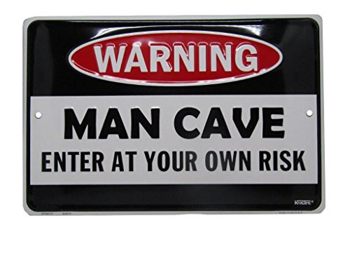 K's Novelties Warning Man Cave Enter at Your Own Risk 8"x12" Metal Plate Parking Sign