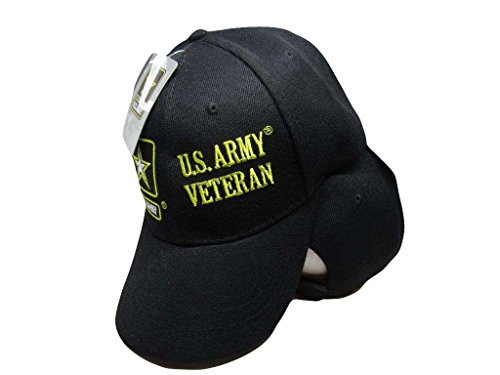 K's Novelties U.S. Army Veteran Vet Star Emblem Black Embroidered Hat Ball Cap