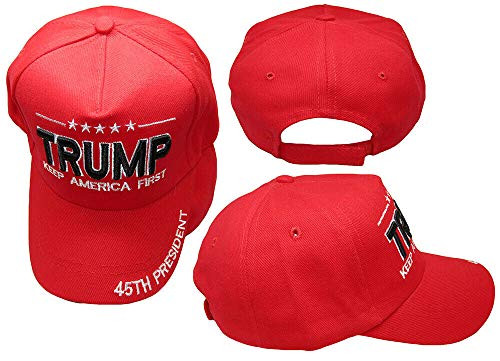 K's Novelties Trump Keep America First 45th President on Bill Red Embroidered Hat Cap K's Novelties Trump Keep America First 45th President on Bill Red Embroidered Hat Cap