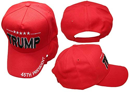 K's Novelties Trump 45th President on Bill Red Embroidered Baseball Hat Cap