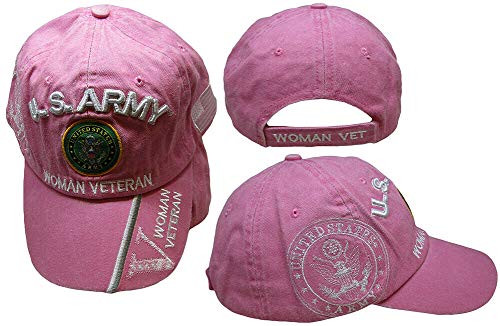 K's Novelties U.S. Army Woman Veteran V Shadow USA Patch Pink Embroidered Washed Cap Hat K's Novelties U.S. Army Woman Veteran V Shadow USA Patch Pink Embroidered Washed Cap Hat