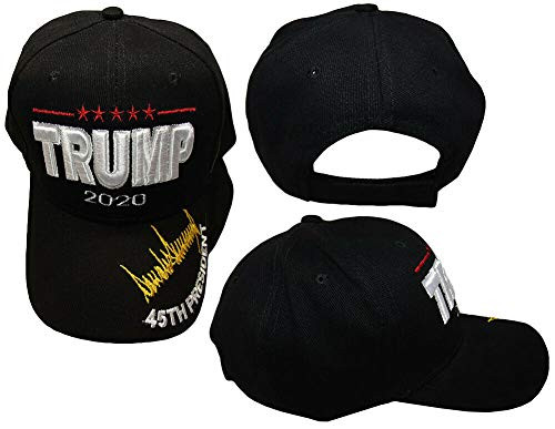 K's Novelties Trump 2020 45th President Signature Black 100 percent Cotton Embroidered Hat Cap K's Novelties Trump 2020 45th President Signature Black 100 percent Cotton Embroidered Hat Cap
