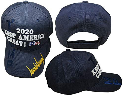 K's Novelties Trump 2020 Keep America Great Signature Navy Blue Cotton Embroidered Hat Cap K's Novelties Trump 2020 Keep America Great Signature Navy Blue Cotton Embroidered Hat Cap