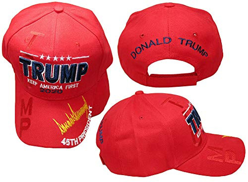 K's Novelties Trump Keep America First 2020 Signature 45th President Red Embroidered Hat Cap K's Novelties Trump Keep America First 2020 Signature 45th President Red Embroidered Hat Cap