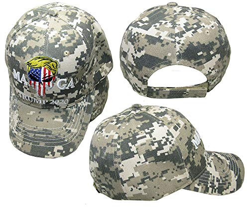K's Novelties MAGA Trump 2020 USA Demon Skull ACU Digital Camo Embroidered Hat Cap