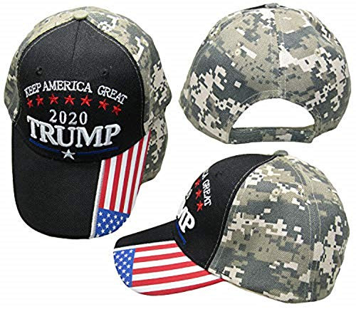 K's Novelties Keep America Great 2020 Trump USA Bill ACU Digital Camo Black Embroidered Cap