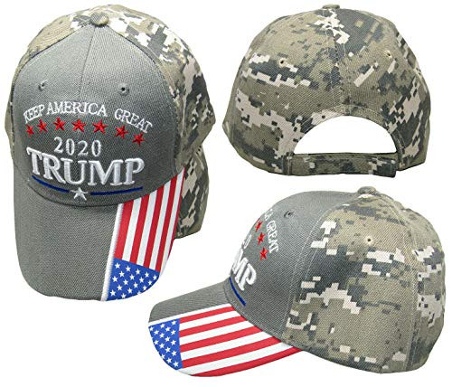 K's Novelties Keep America Great 2020 Trump USA Bill ACU Camouflage Grey Gray Embroidered Cap