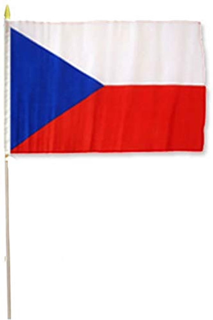 AES 12x18 12"x18" Czech Country Stick Flag 30" Wooden Staff