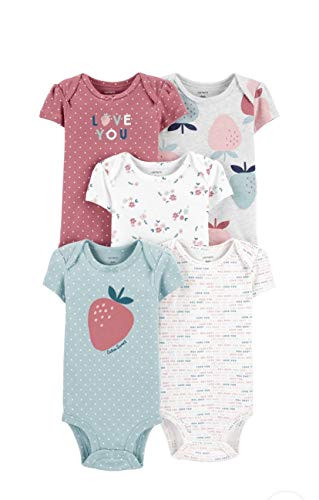 Carter's Baby Girls 5 Pack Bodysuit Set Strawberry 12 Months