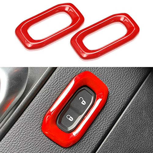 Kujunpao Door Handle Lock Trim Fit for 2018-2021 Jeep Wrangler JL JLU Gladiator JT ABS 2PCS-Red-