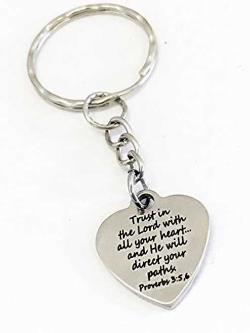 Christian Keychain Trust In The Lord He Will Direct Your Paths Prov 3 5 and 6 Keychain Christian Gift Christian Keyring Daughter Gift