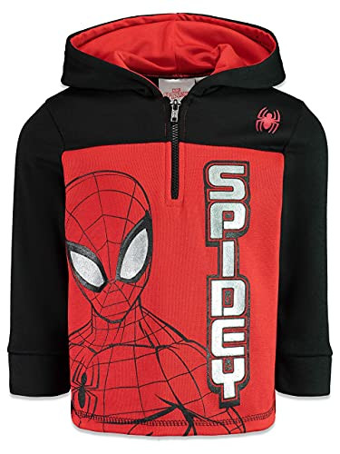 Marvel Spiderman Big Boys Fleece Half-Zip Pullover Hoodie Red-Black 12