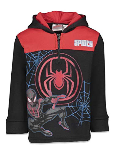 Marvel Spiderverse Big Boys Half-Zip Fleece Hoodie Miles Morales Red-Black 10-12