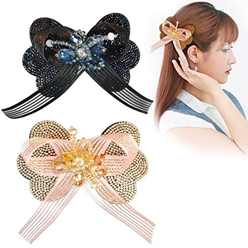 2PCS Elegant Rhinestones Butterfly Spring Clip Crystal Hair Clips Hair Barrette Hairpin Fancy Hair Accessorie for Women Lady -Style B- 2PCS Elegant Rhinestones Butterfly Spring Clip Crystal Hair Clips Hair Barrette Hairpin Fancy Hair Accessorie for Women Lady -Style B-