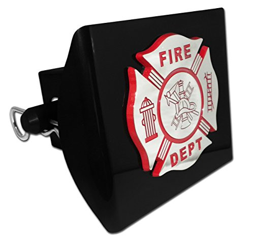 Elektroplate Firefight Red Emblem Black Plastic Hitch Cover Elektroplate Firefight Red Emblem Black Plastic Hitch Cover